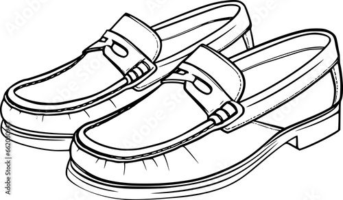 Outline of loafers for coloring page