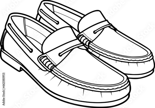 Outline of loafers for coloring page