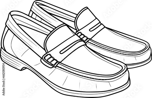 Outline of loafers for coloring page