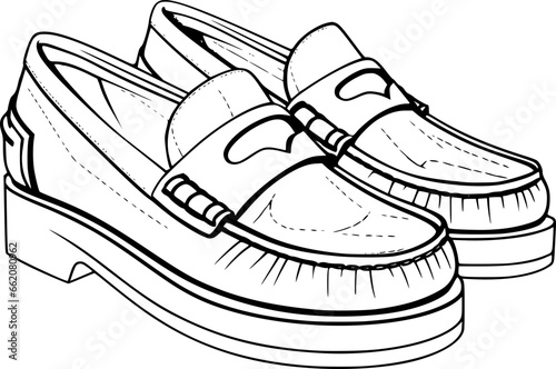 Outline of loafers for coloring page