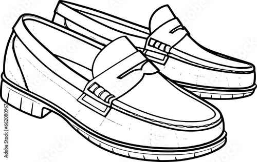 Outline of loafers for coloring page
