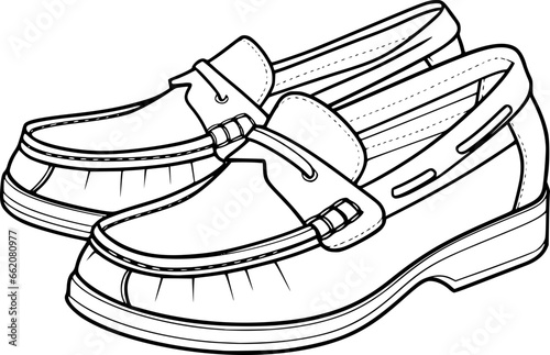 Outline of loafers for coloring page
