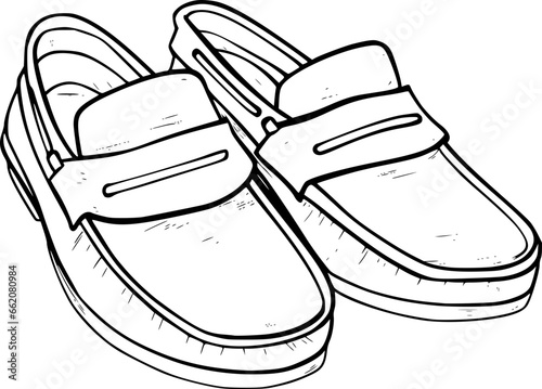 Outline of loafers for coloring page