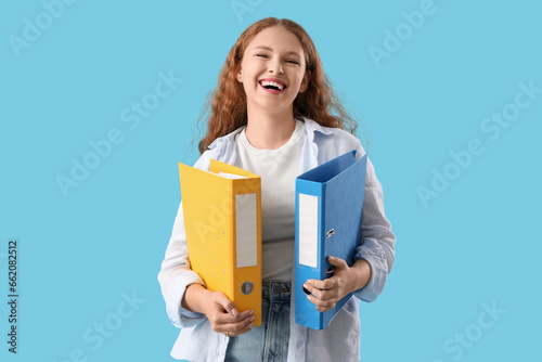 Young woman with document f...