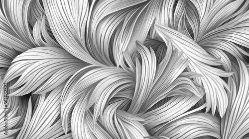 Abstract black leaf botanical modern art deco wallpaper background. Floral decorative ornament seamless pattern for sketchbook or book coloring. Vector Illustration.