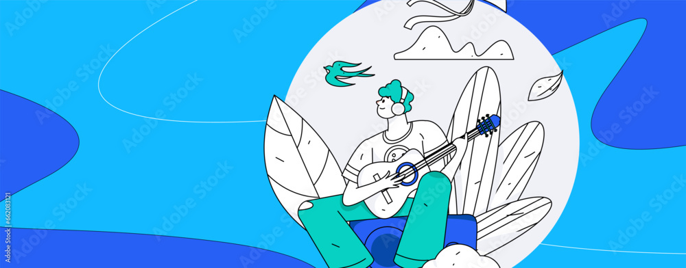 Obraz premium 24 solar terms: Beginning of spring, rain, awakening of insects, spring breeze, Qingming Festival, Grain Rain, flat character vector concept operation hand-drawn illustration 