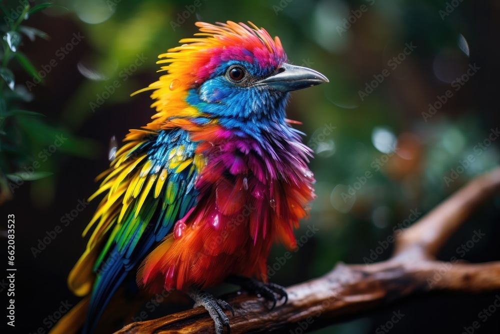 Fototapeta premium A vibrant bird perched on a tree branch
