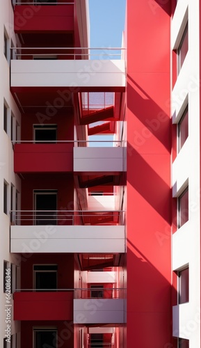 A colorful building with decorative balconies and windows photo