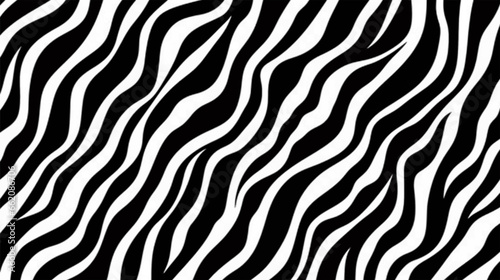 Abstract zebra skin pattern background. Zebra print  animal skin  tiger stripes  abstract pattern  line background  fabric. Monochrome hand drawn for poster  banner. Black and white artwork Vector.