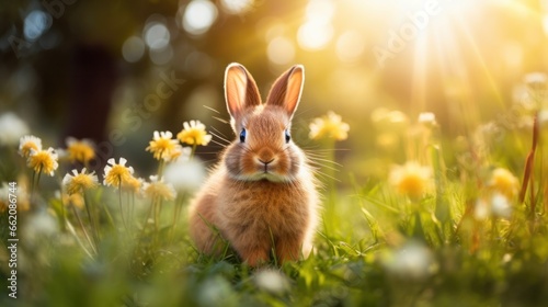 cute animal pet rabbit or bunny smiling and laughing isolated with copy space for easter background, rabbit, animal, pet, cute, fur, ear, mammal, background, celebration, generate by AI