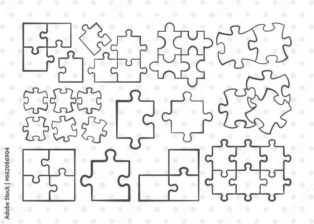 Puzzle Clipart SVG, Puzzle Piece Svg, Jigsaw Puzzle Svg, Puzzle Svg, Autism Svg, Puzzle Pattern Svg, Puzzle Svg Bundle