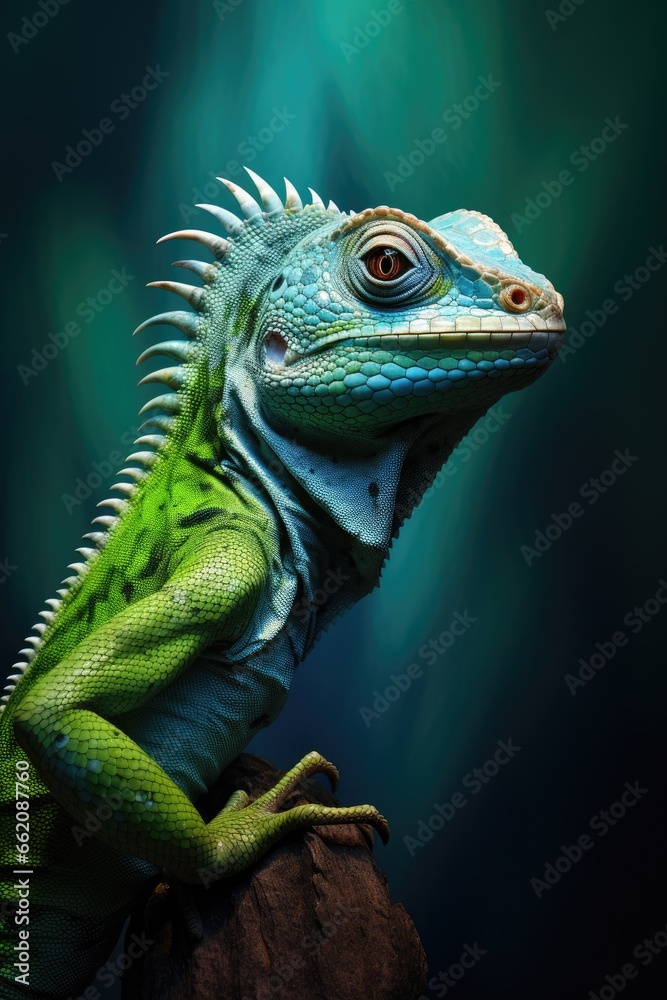 Fototapeta premium a lizard perched on a sun-warmed rock