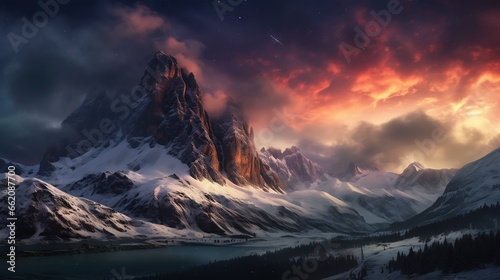 mountain range lake background matte lens flares enchanted dreams arcs flame blizzard red skies stunning ski panoramic
