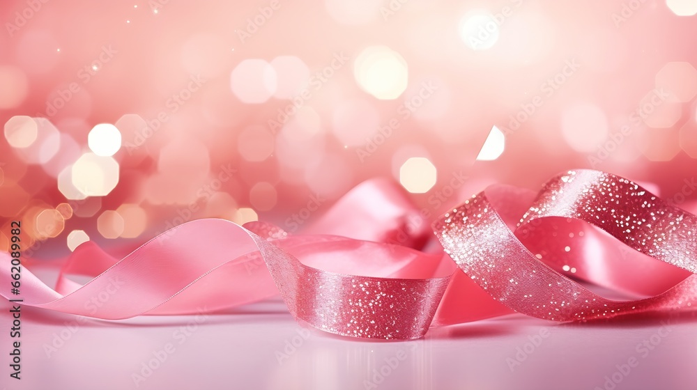 pink ribbon glitters background warm joyful atmosphere bumpy mottled ...