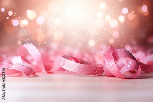 pink ribbon table lights background resources profile joy life sparse floating particles wearing hair bow wistful bosom banner