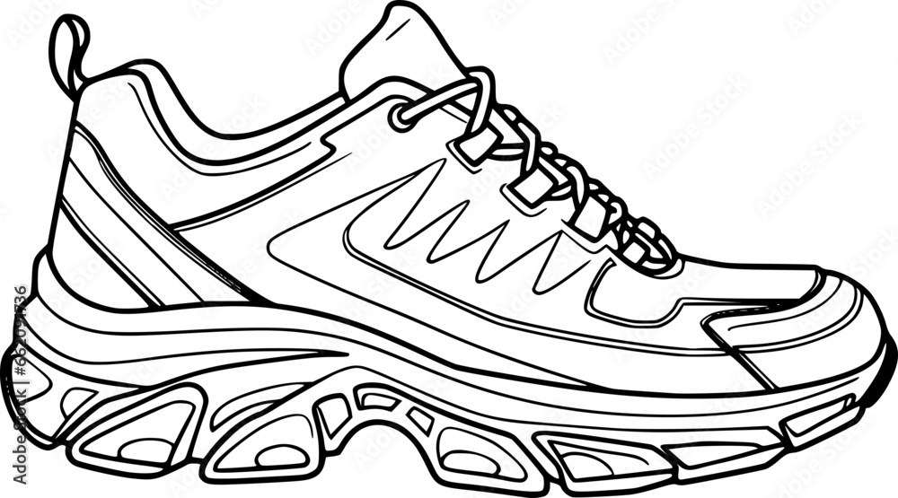Outline of sport shoes for coloring page Stock Vector | Adobe Stock