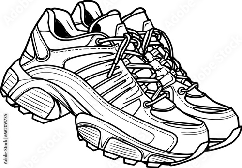 Outline of sport shoes for coloring page