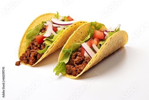 two tacos isolated on a white background