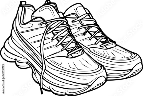 Outline of sport shoes for coloring page