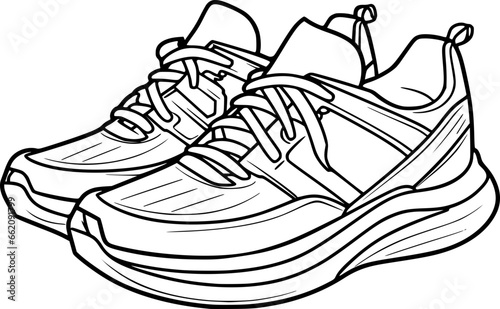 Outline of sport shoes for coloring page
