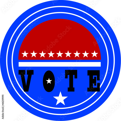 Simple Vote Button blue circle with black bold write