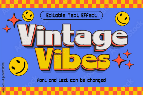 Vintage vibes 3d editable vector text effect