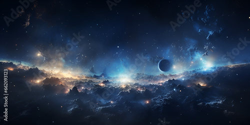 Stunning realistic wallpaper of a deep space starry astrophotography universe cosmus space background generative ai 