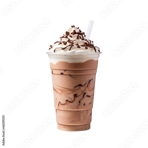 chocolate ice cream with chocolate on plastic cup isolated on transparent background Remove png, Clipping Path