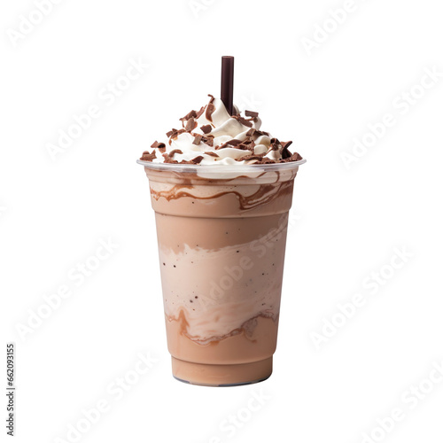 chocolate ice cream with chocolate on plastic cup isolated on transparent background Remove png, Clipping Path