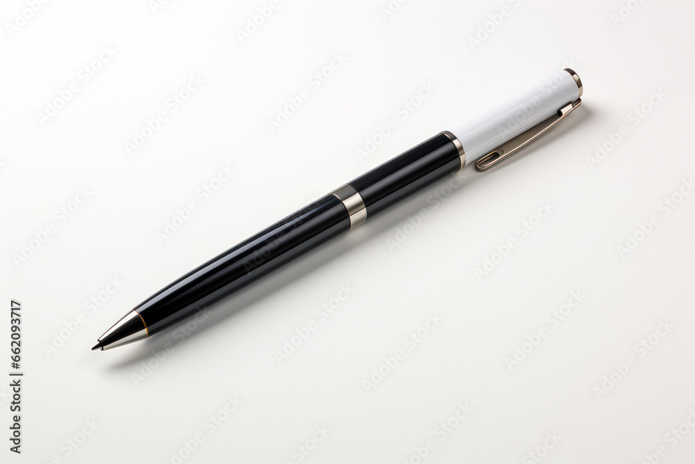 Detailed black white ballpoint pen isolated on white background Detailed black white ballpoint pen isolated on white background
