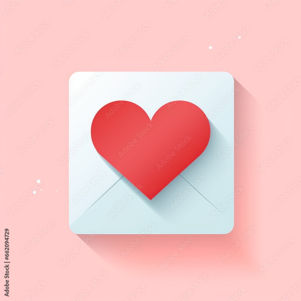 Graphic logo or icon of greeting card, envelope with the red heart, simple flat minimalism style Graphic logo or icon of greeting card, envelope with the red heart, simple flat minimalism style