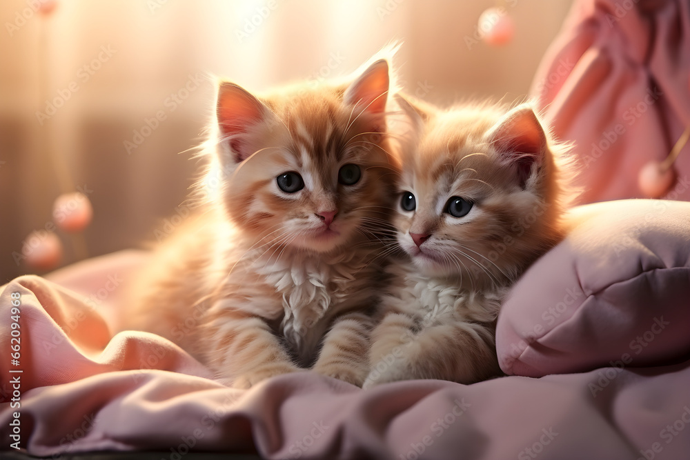 Adorable Kittens Embrace Love in a Romantic Valentine's Day Setting