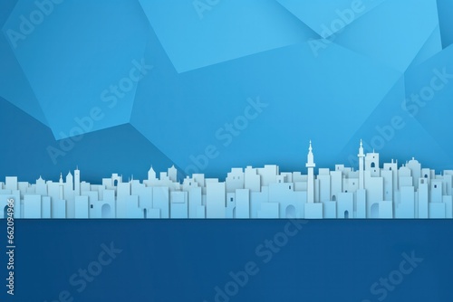 Illustration of a Muslim city skyline with copy space