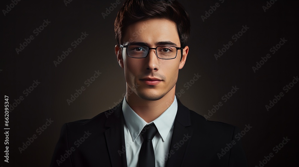 Portrait of a man, serious, businesman, high tech, smart, office man. Generative ai Portrait of a man, serious, businesman, high tech, smart, office man. Generative ai