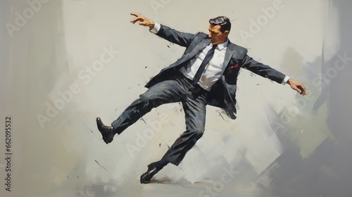 Businessman jumping in the air. Generative ai