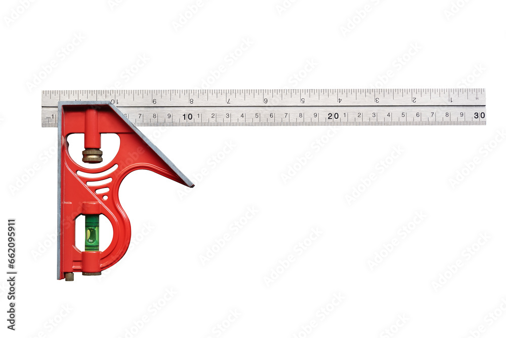 combination square measuring hand tools , for marking tool used in woodworking, metalworking .isolated on white background