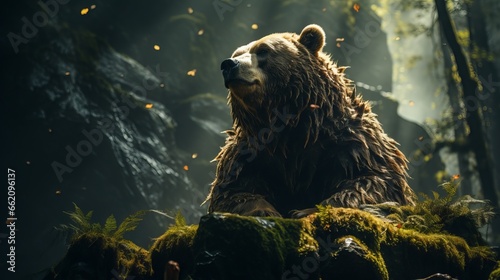 Big bear in the jungle, epic animal photo. Generative ai
