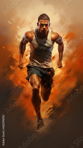 Portrait of a male athlete running. Generative ai