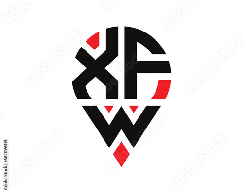 Free Download XFW letter location shape logo design. XFW letter location logo simple design. - GFXLoad