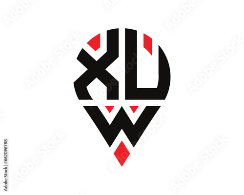 Free Download XUW letter location shape logo design. XUW letter location logo simple design. - GFXLoad