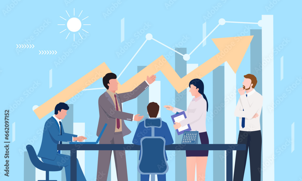 Employees meet to discuss how to grow the company's performance Employees meet to discuss how to grow the company's performance