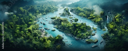 amazon rainforest  aerial view photography  top view photography  Generative AI
