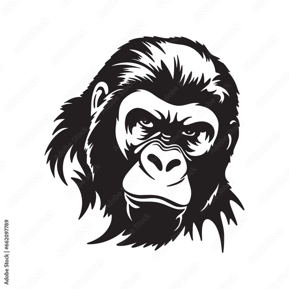 Gorilla head logo silhouette vector