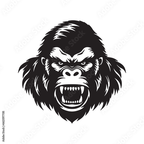 Gorilla head logo silhouette vector