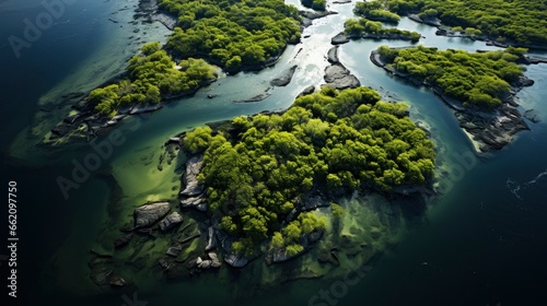 mangrove forest, aerial view photography, top view photography, Generative AI © kanesuan