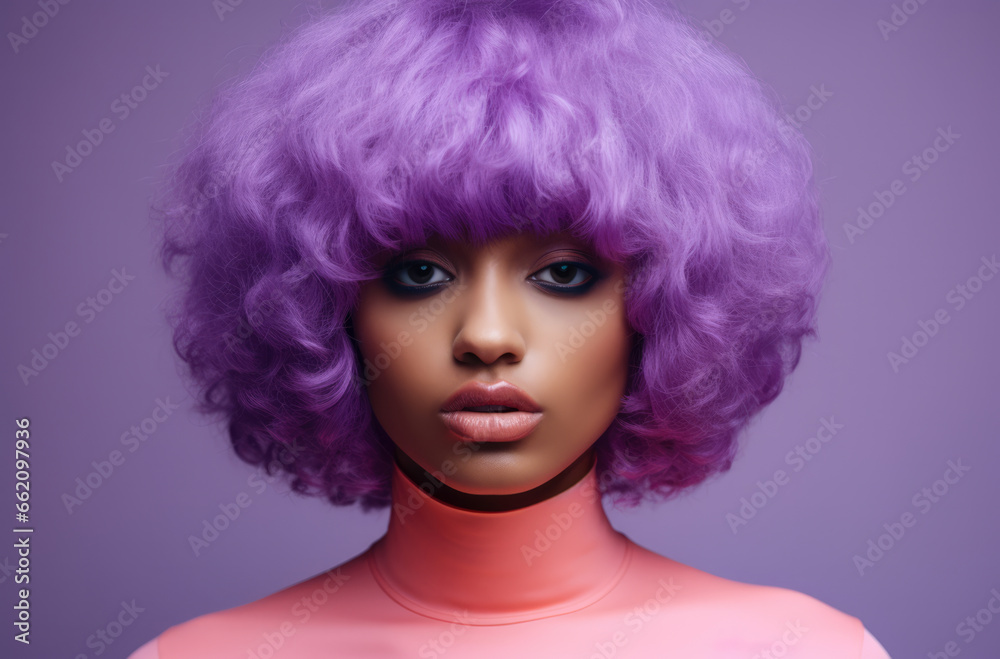 Portrait of a young African American woman with a wig Portrait of a young African American woman with a wig