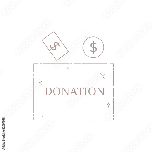 Donation Box Line Art Illustration