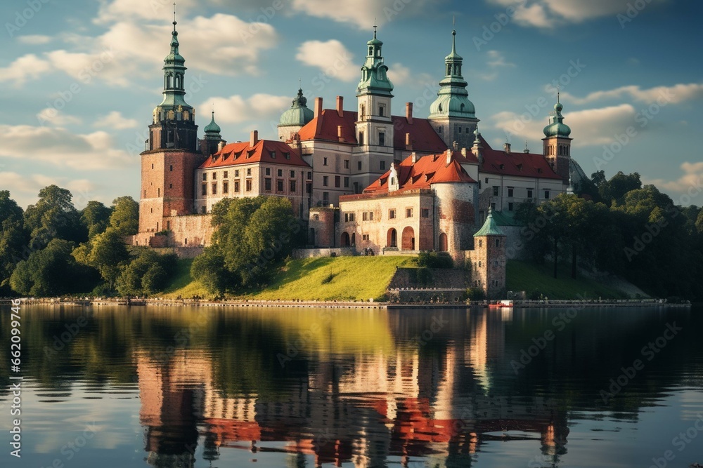 Historic Castle in Krakow, Poland. Generative AI