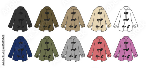 ダッフルコートのイラストセット