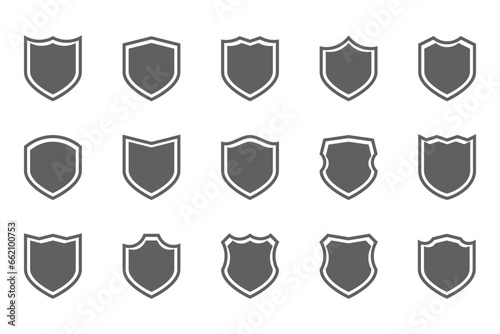 shield icon set, protection, armor, security, multiple options, editable
